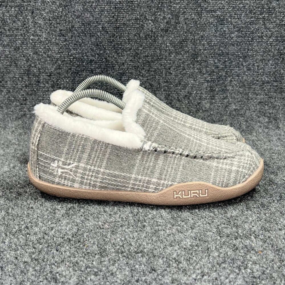 KURU Loft Slippes Women's‎ Size 9.5 Grey Plaid Cozy Indoor Outdoor House Shoes